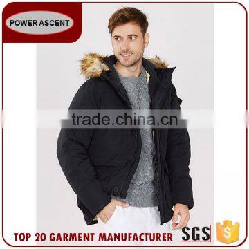 Men Winter Polyester Made Padded Quilting Jacket With Fur Hood photo-4
