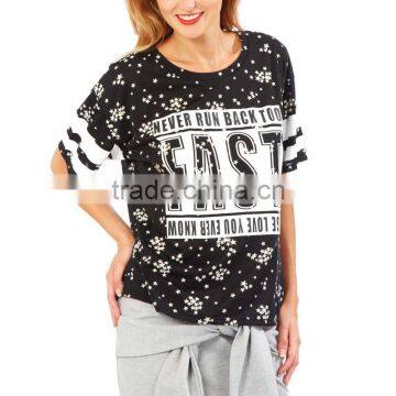 varsity style stars women printed t-shirts with letter