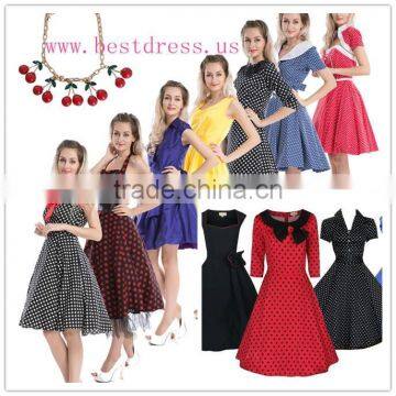 Vintage 1950s 60s Red White Polka Dot Retro Bow Rockabilly Evening Party Dress