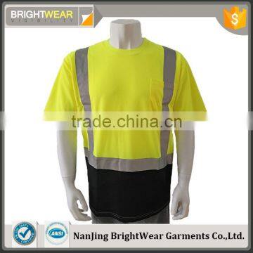 Hi viz short sleeve chest pocket contrast color custom security T-shirt