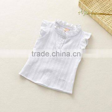 Wholesale plain white girl sleeveless shirt little girls cute blouse