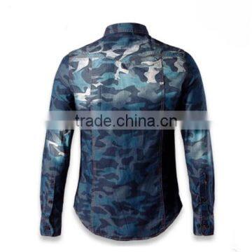 2016 Camouflage Style Men Washed Denim Casual Shirt photo-3