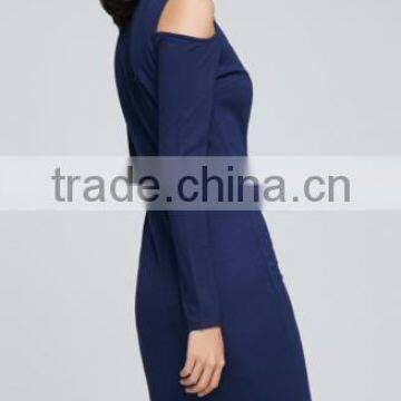 Womens Fashion Navy Blue Western Style Party Sweater Dress With High Quality photo-2