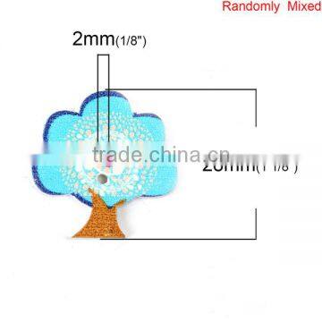 Scrapbooking 2 Holes Tree At Random Wood Sewing Buttons photo-2