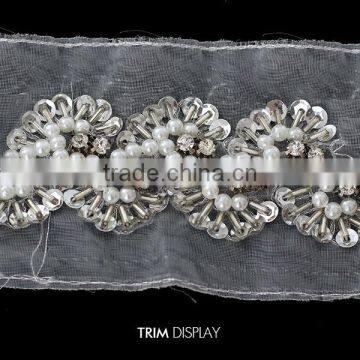 Fashion Bead Sequin Crystal Organza Braide Venise Embellishment Lace photo-2
