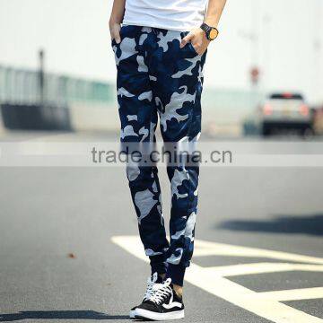 Men's Blue Camouflage Color Leisure Harem Pants Outdoor Jogger Trousers