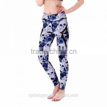 latest patched skeleton yoga jogging legging /morning xg high waist plus size flower athletic yoga pants capris trousers