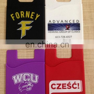 Customize color 3m sticking mobile phone silicone pocket for bus card holder