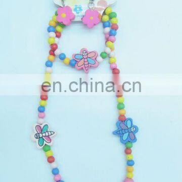 Hot Cute Handmade Children Colorful Wood Bead Necklace and Bracelet