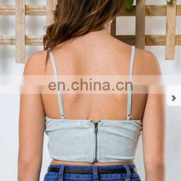 Sexy Women Strap Cross Back Faux Suede Backless Halter Top photo-4