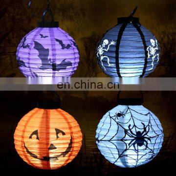 Halloween decoration Paper Lanterns with LED Light spider skull