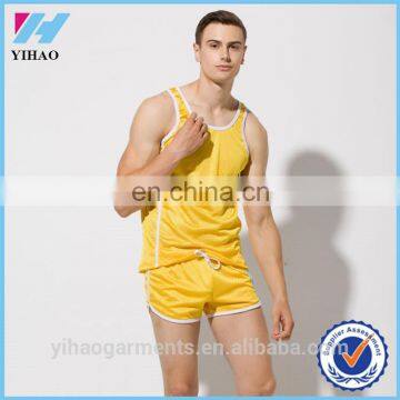 Yihao New Mens AIR Mesh Sport yellow basketball jersey Sleeveless custom color dry fit basketball uniform