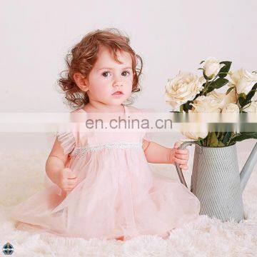 T-GD040 Latest Girls A Line Mesh Pink Wedding Dress