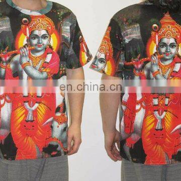 Hindu God Deity Lord Hare Radha Krishna Vishnu Govinda Gopala TeeTshirt Shirt Hippie Dj Art T - Shirt Shirt M / L / Xl photo-2