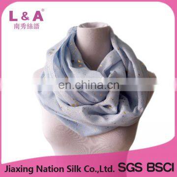 100% polyester infinity scarf bule hot stamping scarf