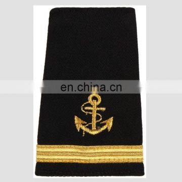 Custom embroidery navy epaulette shoulder boards anchor gold 1bar