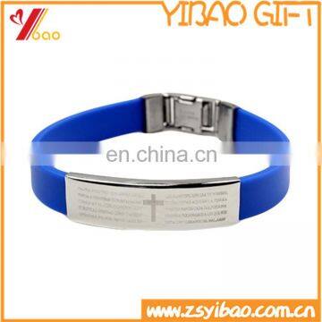 Custom Engraved Metal Silicone Bracelet With Stainless Steel Plate photo-5