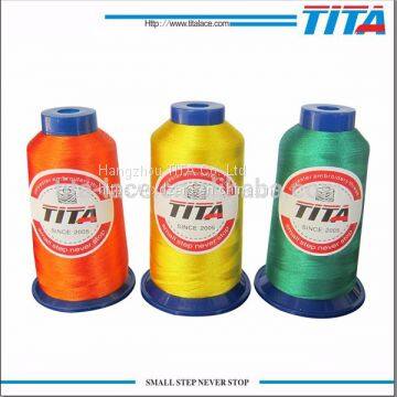 High strength polyester embroidery thread with trilobal bright