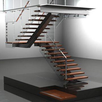 Simple Design Wooden Staircase With Open Riser photo-2