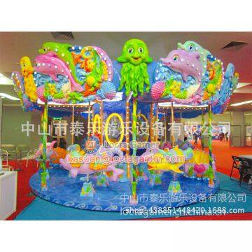 Zhongshan Amusement Park Equipment Outdoor Playground Merry go Round, 12 Seat Dolphins Carousel Hot Sale, Marine Theme photo-3