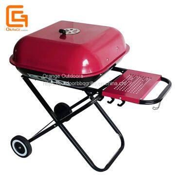 Red Outdoor Brazilian Folding Square Charcoal Grill Argentine Foldable Bbq Hamburger Grill