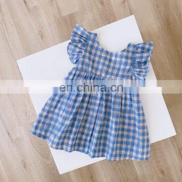 A0278# Summer Toddler Dress Kids Baby Girls Dress Kids Backless Plaid Dress Girls Clothes
