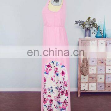 2019 New Women Pink Floral Long Summer Dress Mother Daughter Matching (this Link for WOMAN) photo-4