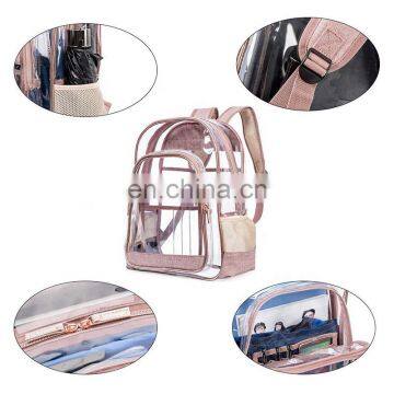 2019 Fashion Lady Girl Large Capacity Pink Clear Transparent PVC Backpack School Bag Rucksack photo-7