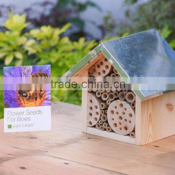 Custom Logo Small Wooden Bee Hotel, Garden Wood Bee House