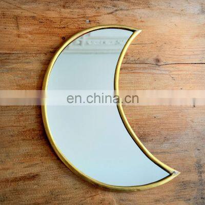 home decoration metal frame glass half moon mirror wall hanging