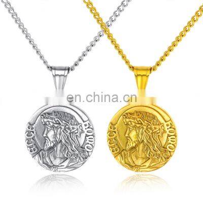 Bible Verse Necklace Christian Jewelry 18k Gold Plated/stainless Steel Lord's Prayer Inscripted Praying Hands Coin Medal Pendant