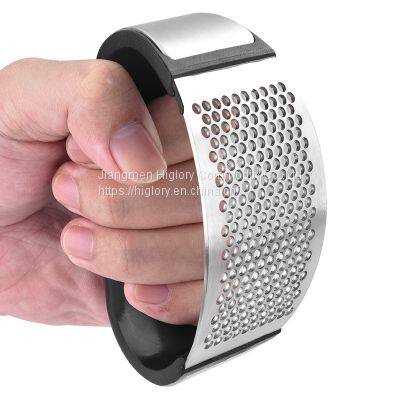 Garlic Press Grater Stainless Steel Mincer and Crusher With Silicone Roller Peeler Easy to Clean photo-5