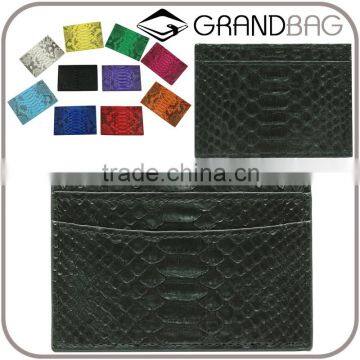 High Quality Luxury Hot Sale Black Color Python Snake Skin Leather Credit Card Holder Purse Wallet