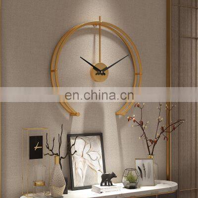 Drop Ship Fashion Metal 50cm Semicircle Iron Wall Clock Mute Gold Watch Wall Clocks For Wall Decoration  Metal