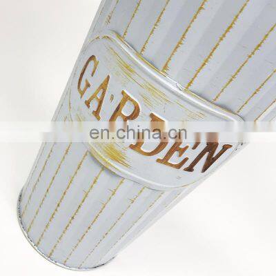 New Design Wholesale Home Decorative Garden Tabletop Plants Antique White Color Metal Painting Flower Pots With Hemp Handle Flower Vase photo-4