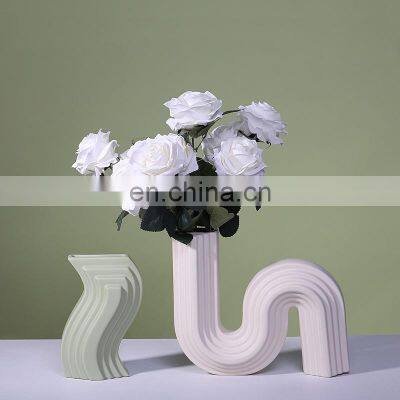 ENO Nordic Style Ceramic Vase Ornaments Modern Geometric Architectural Modeling Hotel Model Room Creative Vase photo-3