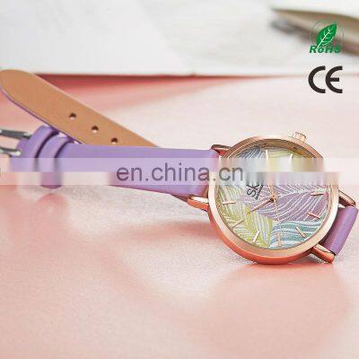 SHENGKE Lady Watch Soft Leather Band K8057 Brand Your Label Watch Customization Logo Colorful Leaf Watch photo-5