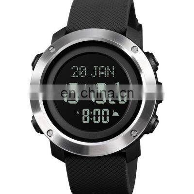 2021 New Muslim Prayer Azan Wristwatch Custom Logo Skmei 1728 Qibla Waterproof Men Sport Digital Watches