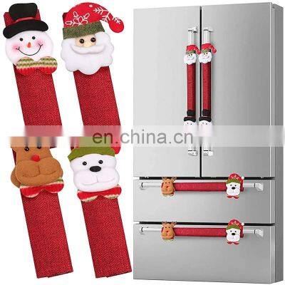 4Pcs/set Christmas Fridge Handle Covers Santa Claus Microwave Oven Door Handle Cover 2022 Christmas Decoration