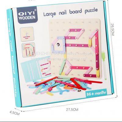 SQ New Design Geometric Wood Puzzle Alphabet and Number Diy Children's Board Game Fun Wooden Assembly Puzzle photo-2