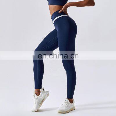 Contrasting Color Scrunch Butt Lift Yoga Leggings Wholesale High Waist Sports Workout Pants photo-4