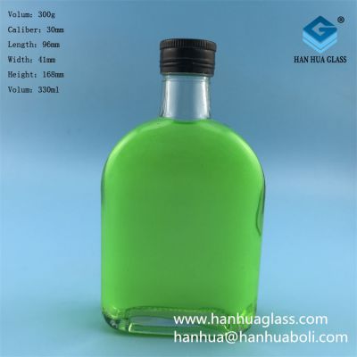 Wholesale 330ml glass flat wine bottles, health wine glass bottles