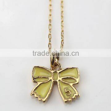 2015 factory direct sell personality latest design fashion valentine's gift bowknot pendant necklace costume jewelry necklace