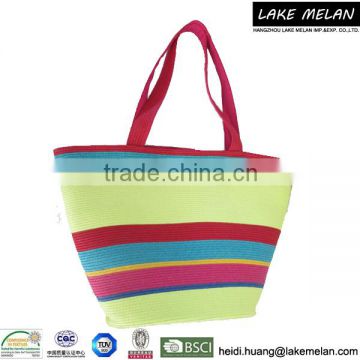 100%Paper Bag With Striped Pattern Multicolor