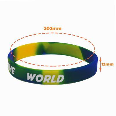 Factory Price Customized Multi-color Segmented Printed LOGO Smooth Waterproof High Quality Silicone Wristband Sport Bracelet