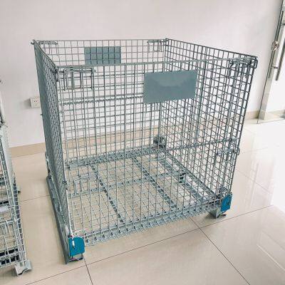 Industry Hanging Storage Wire Baskets Collapsible Stillage Cage Wire Mesh Container Pallet Box Foldable Metal Storage Pallet Basket Box Container photo-2