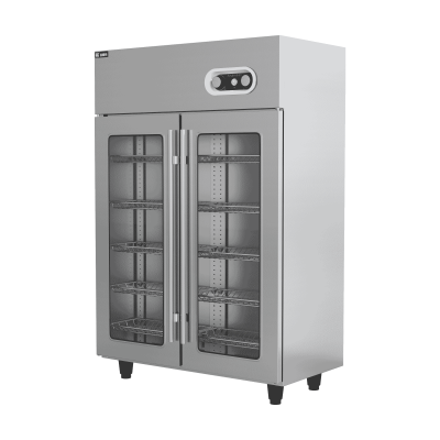 Professionelle Gastronomie-Glasklappentrockenschrank mit Schaumdoppelklappe