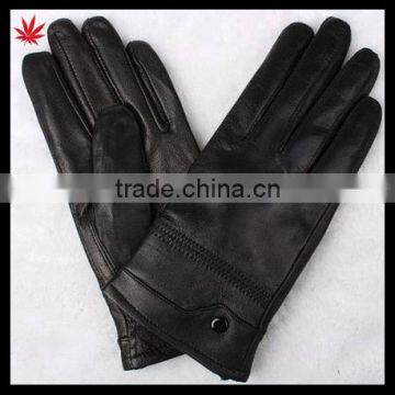 Mens Fashion Button Classic Soft Sheepskin Thin Running Leather Gloves