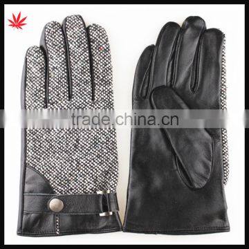 men's fashion cloth and sheep skin leather gloves with belt