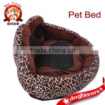Footprint Leopard Pet Dog Cat Bed House Kennel Doggy Warm Cushion Basket S photo-2